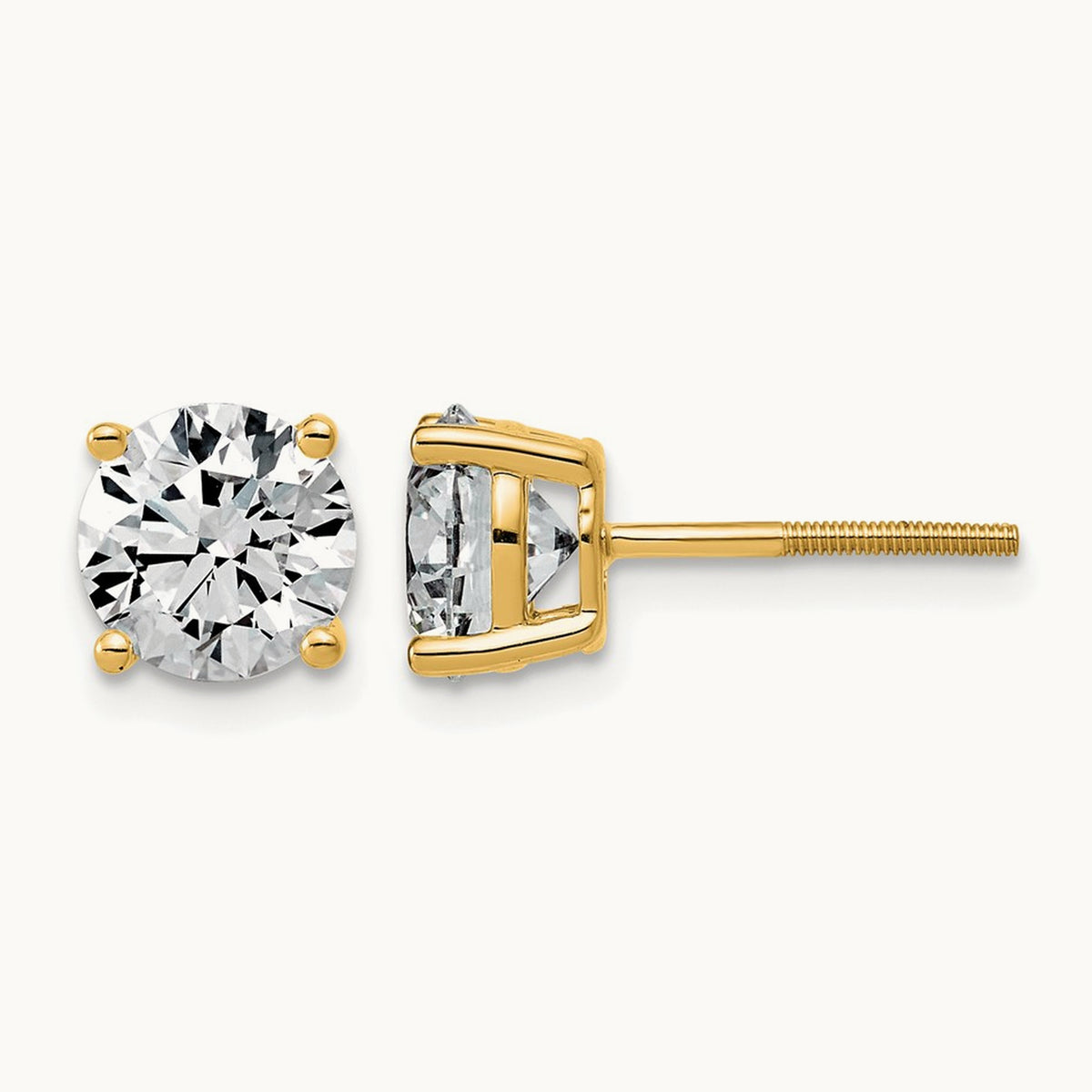 Lightweight Screwback Earrings, 0.25-4.00 ct tw Lab-Grown Diamond — 14K Yellow Gold