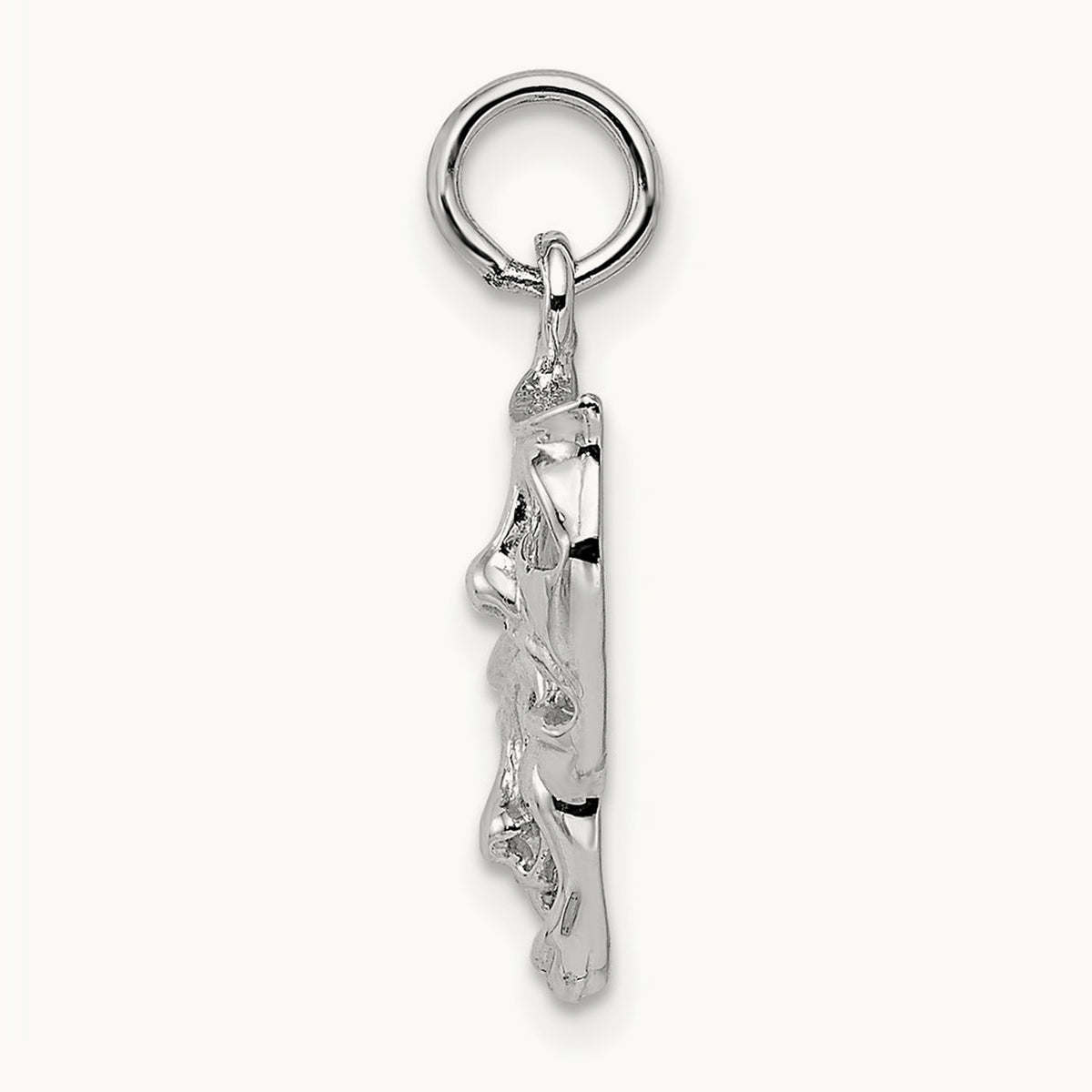 Polished Open-Backed Comedy/Tragedy Charm, 14K White Gold