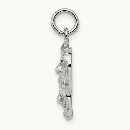 Polished Open-Backed Comedy/Tragedy Charm, 14K White Gold