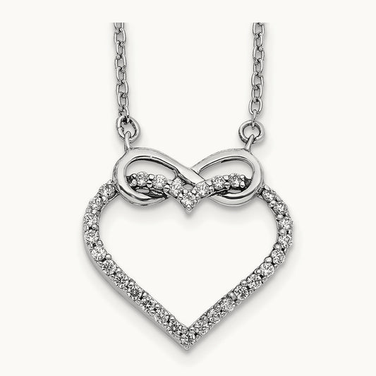 Diamond Heart Infinity 18 inch Necklace, 14K White Gold