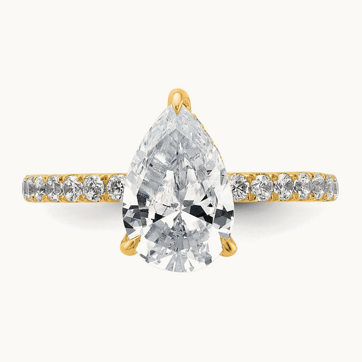 Pear Solitaire Engagement Ring, 1.25-4.75 ct tw Lab-Grown Diamond — 2 5/8 ct, 14K Yellow Gold