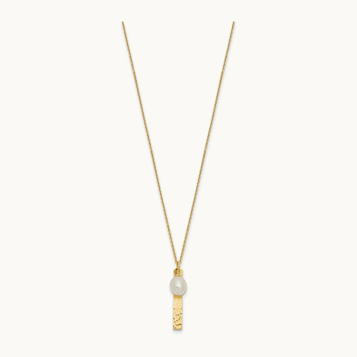 6- Rice White FWC Pearl Brushed Necklace, 7mm, 14K