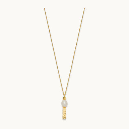 6- Rice White FWC Pearl Brushed Necklace, 7mm, 14K