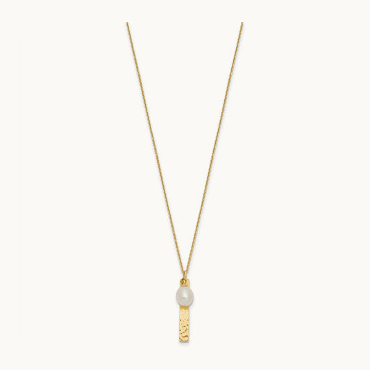 6- Rice White FWC Pearl Brushed Necklace, 7mm, 14K