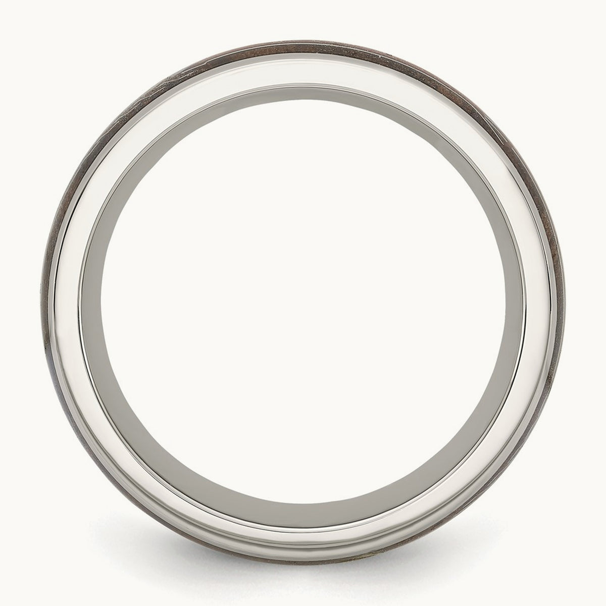 Polished with Wood Inlay Arrow Band, 8mm, Stainless Steel