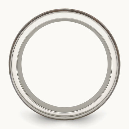 Polished with Wood Inlay Arrow Band, 8mm, Stainless Steel