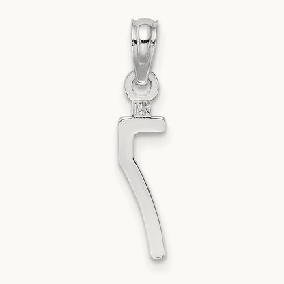 Polished Number 7 Pendant — 14K White Gold, 18.93mm