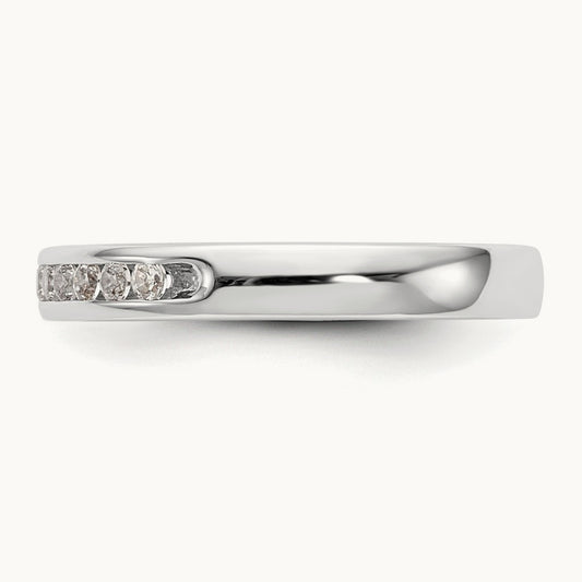 11-Stone Diamond Channel Band, 14K White Gold