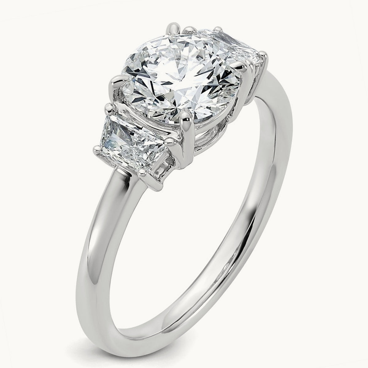 Trapezoid Sidestones Engagement Ring, 0.25-3.75 ct tw Lab-Grown Diamond — 1 7/8 ct, VS (Best) · Certified, 14K White Gold