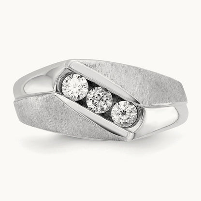 IBGoodman Men's Polished & Satin Diamond Ring, 14K White Gold