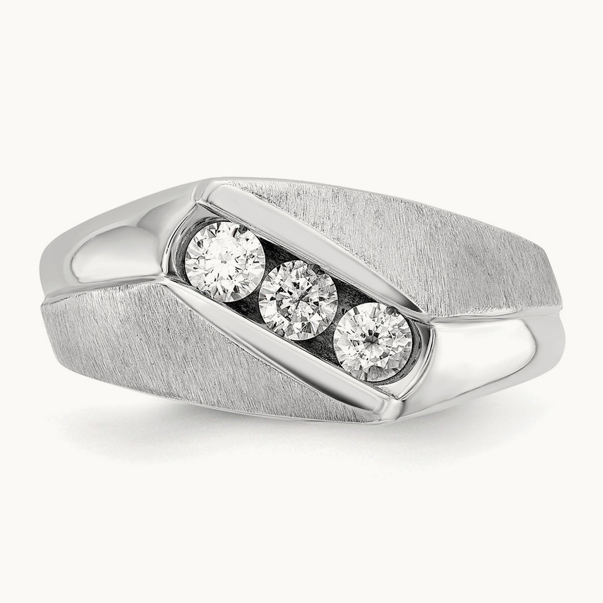 IBGoodman Men's Polished & Satin Diamond Ring, 14K White Gold