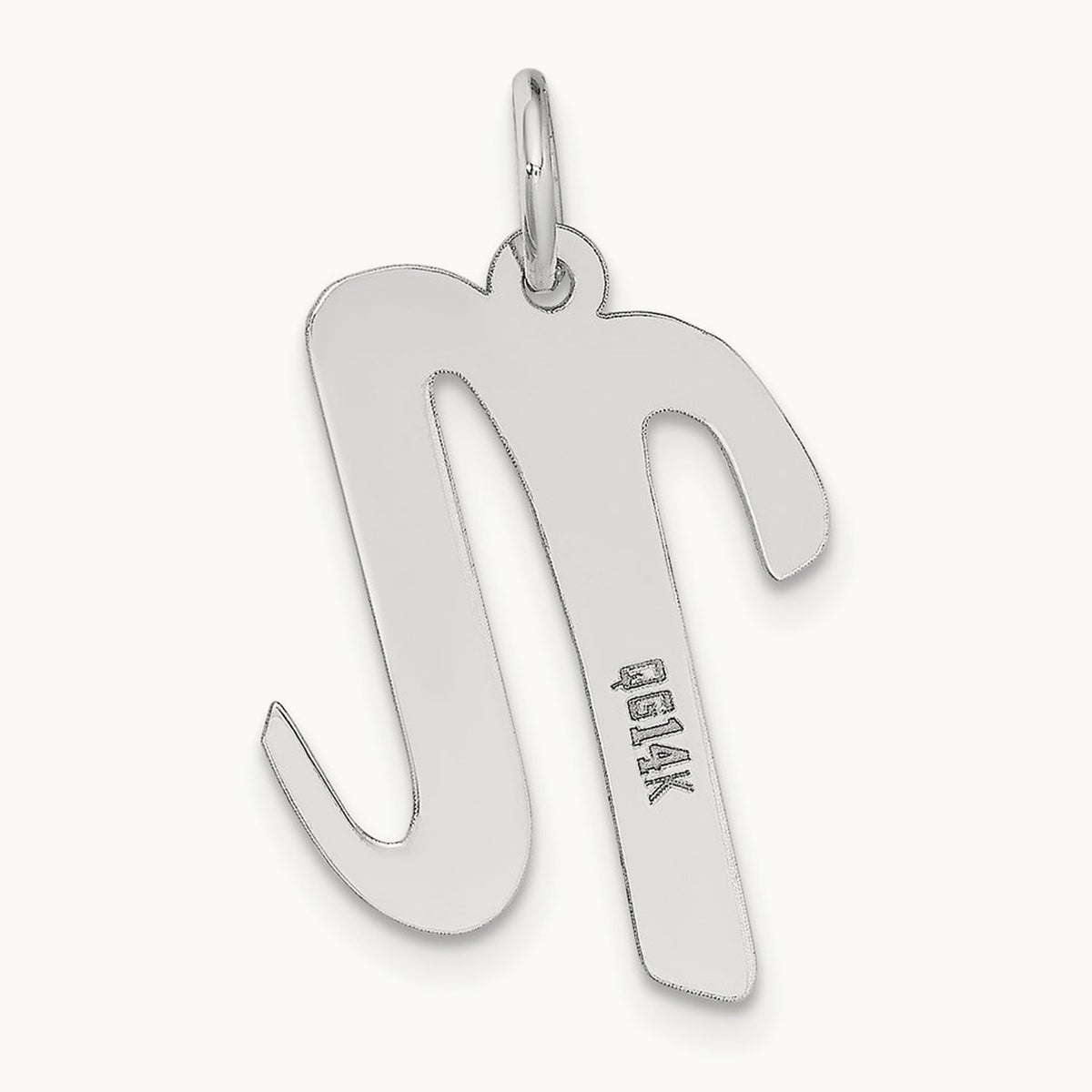 Large Script Initial Charm — 14K White Gold, N