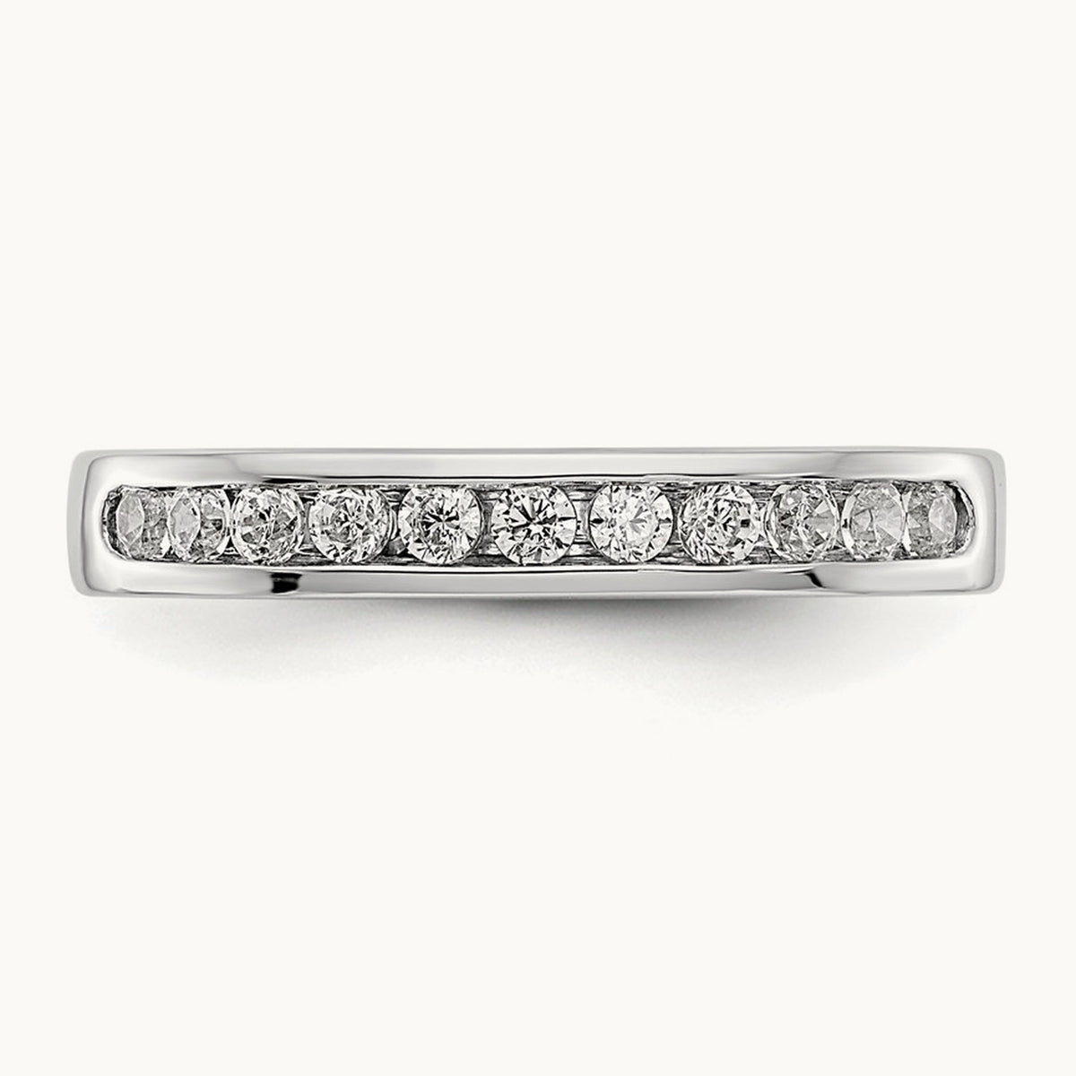 11-Stone Diamond Channel Band, 14K White Gold
