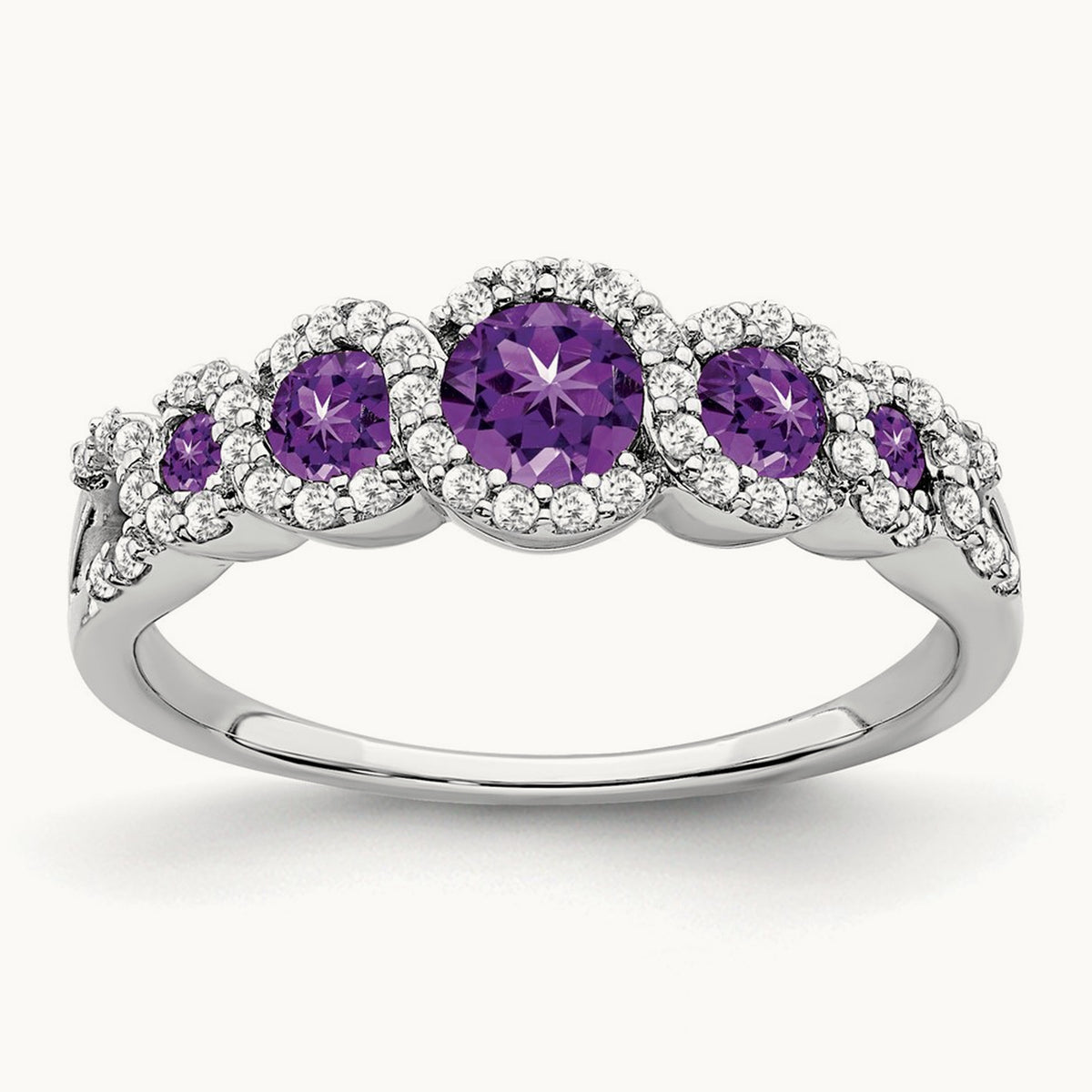 Amethyst and Diamond Ring, 14K White Gold