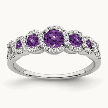 Amethyst and Diamond Ring, 14K White Gold