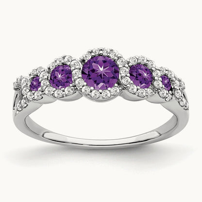 Amethyst and Diamond Ring, 14K White Gold