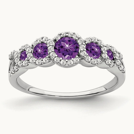 Amethyst and Diamond Ring, 14K White Gold