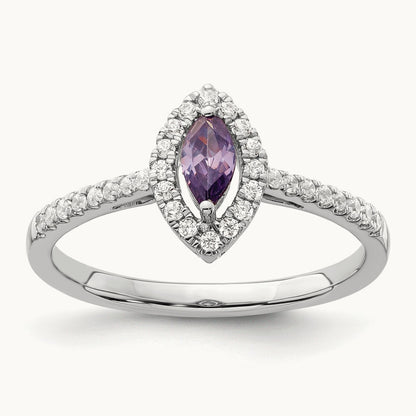 Amethyst Feb Birthstone Ring, 0.20 ct tw Lab-Grown Diamond