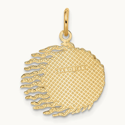 Flaming Sun Charm, 14K