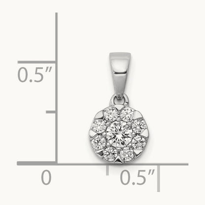 1/3ct. Diamond Circle Cluster Pendant, 14K White Gold