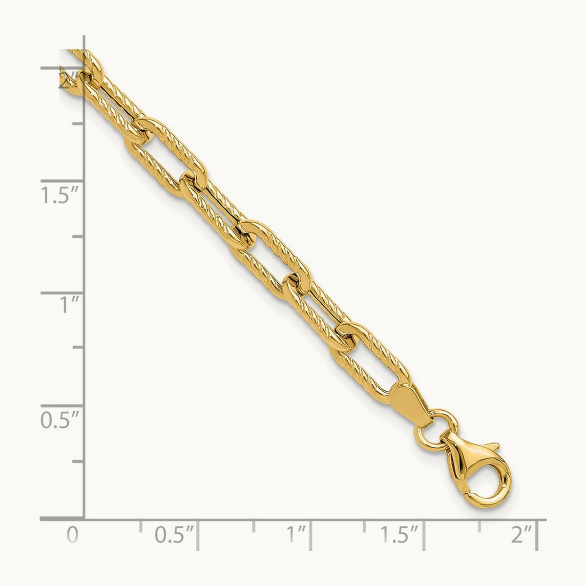 Polished and Textured Fancy Link Bracelet, 14K