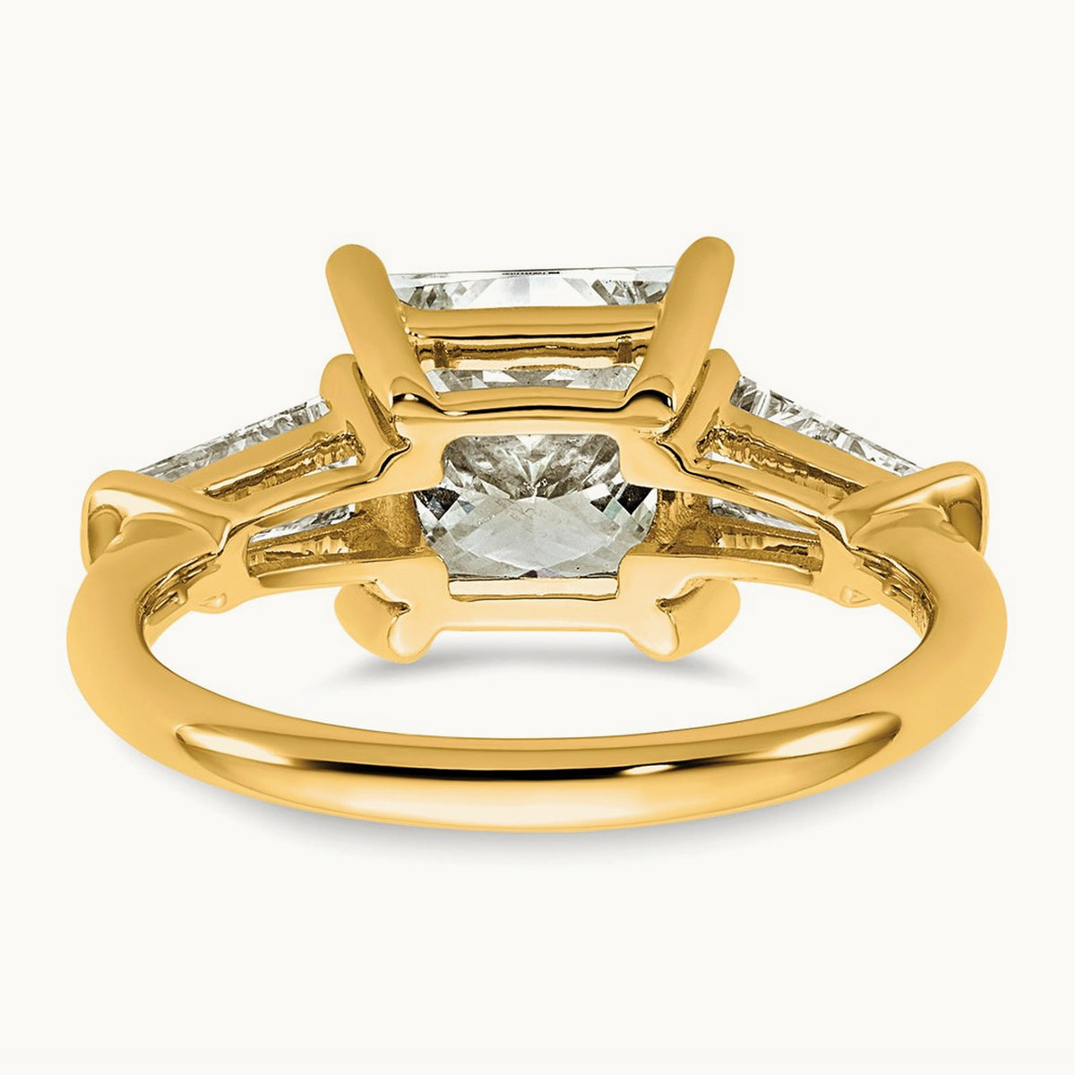 Princess & Baguette Engagement Ring, 1.50-3.75 ct tw Lab-Grown Diamond — 3 3/4 ct, 14K Yellow Gold