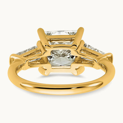 Princess & Baguette Engagement Ring, 1.50-3.75 ct tw Lab-Grown Diamond — 3 3/4 ct, 14K Yellow Gold