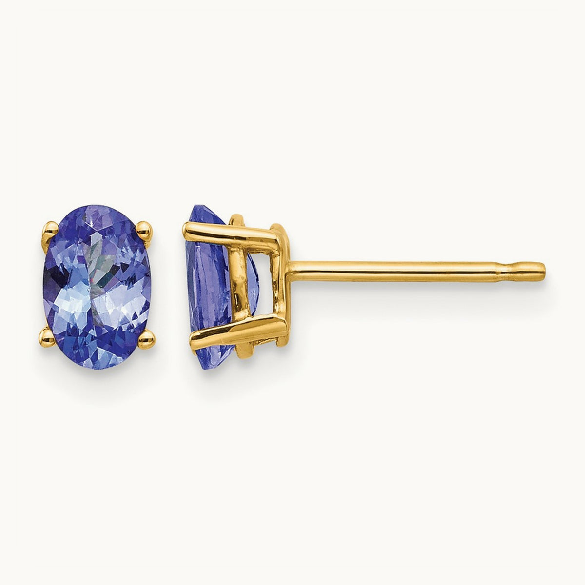 Tanzanite Post Earrings, 14K