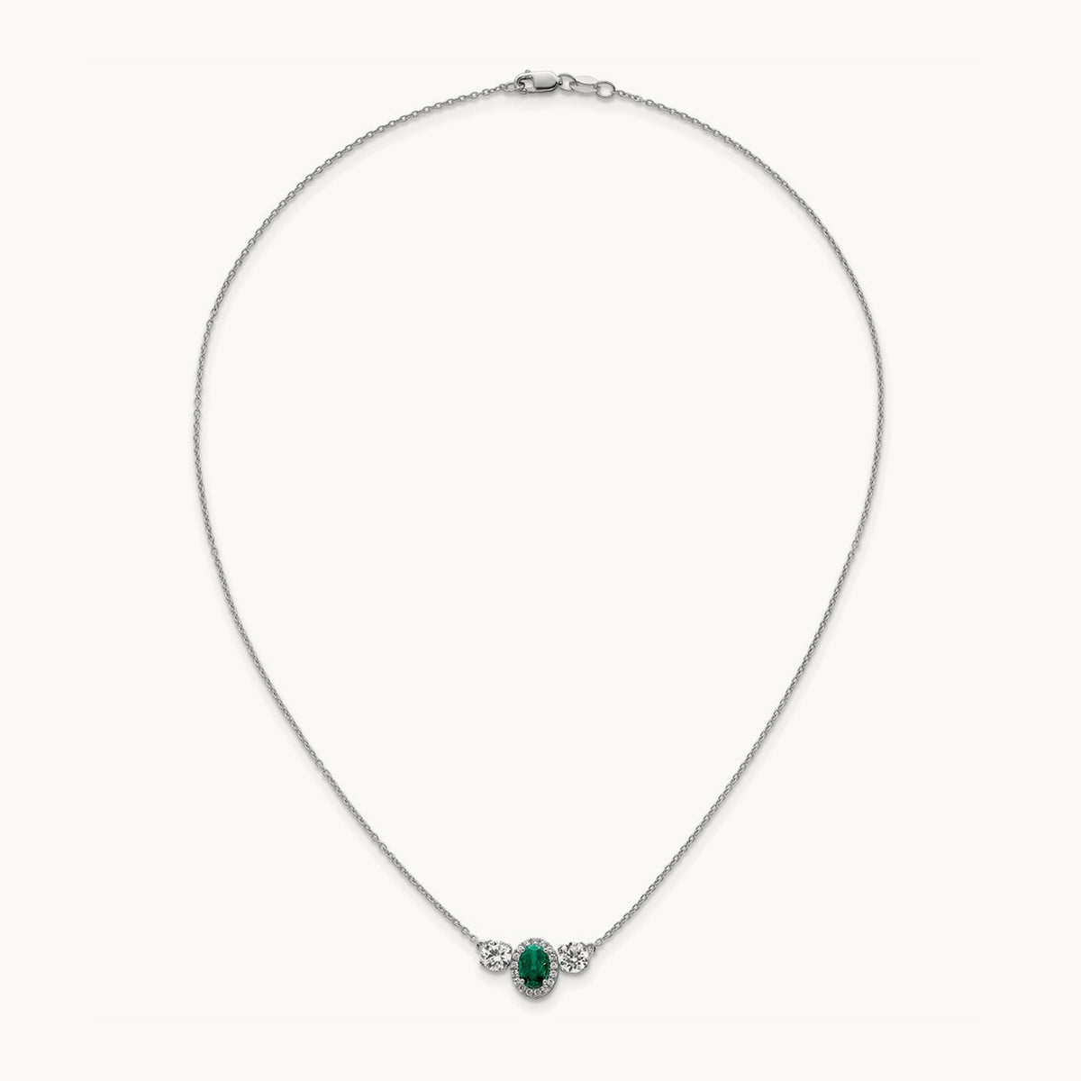 Created Em 3 Stone Necklace, 1.00 ct tw Lab-Grown Diamond