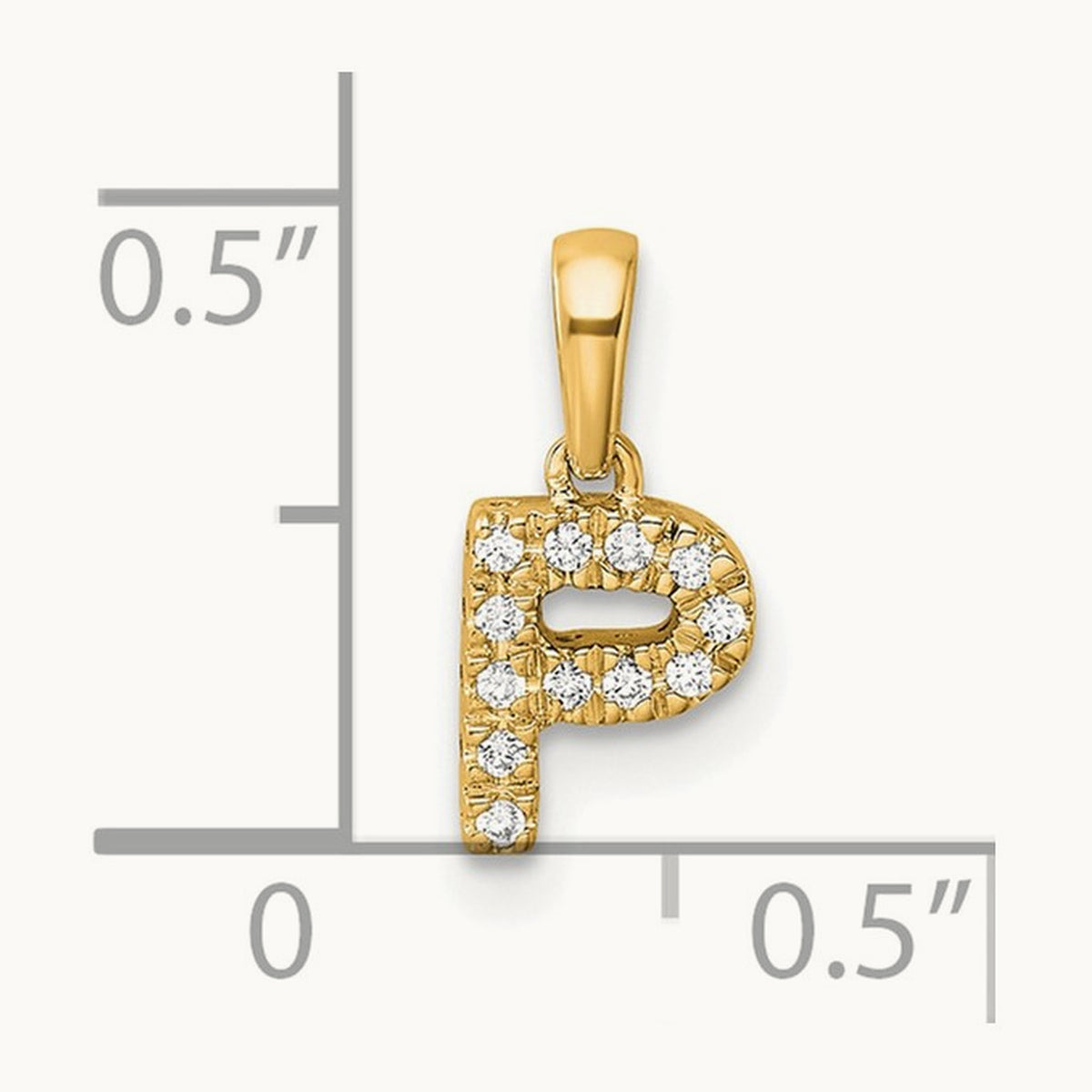 Diamond Initial with Bail Pendant — 14K Yellow Gold, P