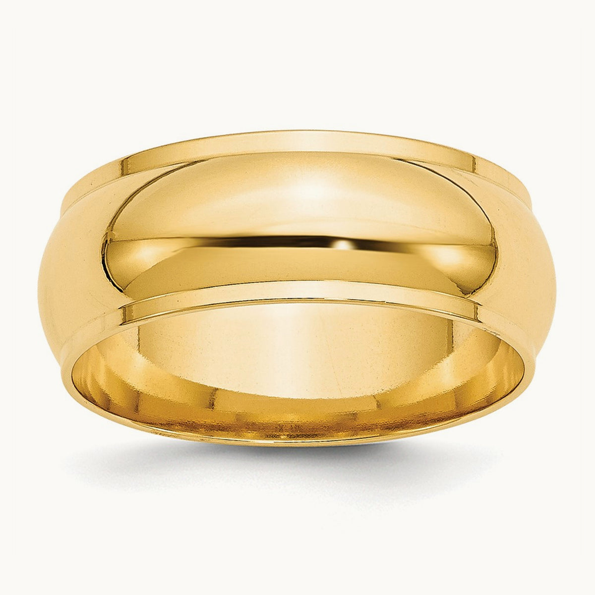 Half Round with Edge Band, 8mm, 10K Yellow Gold