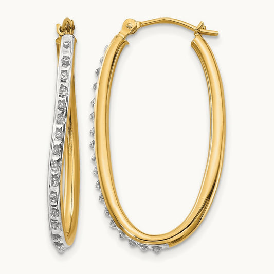 Diamond Fascination Diamond Dust/Accent Oval Twist Hoop Earrings, 14K