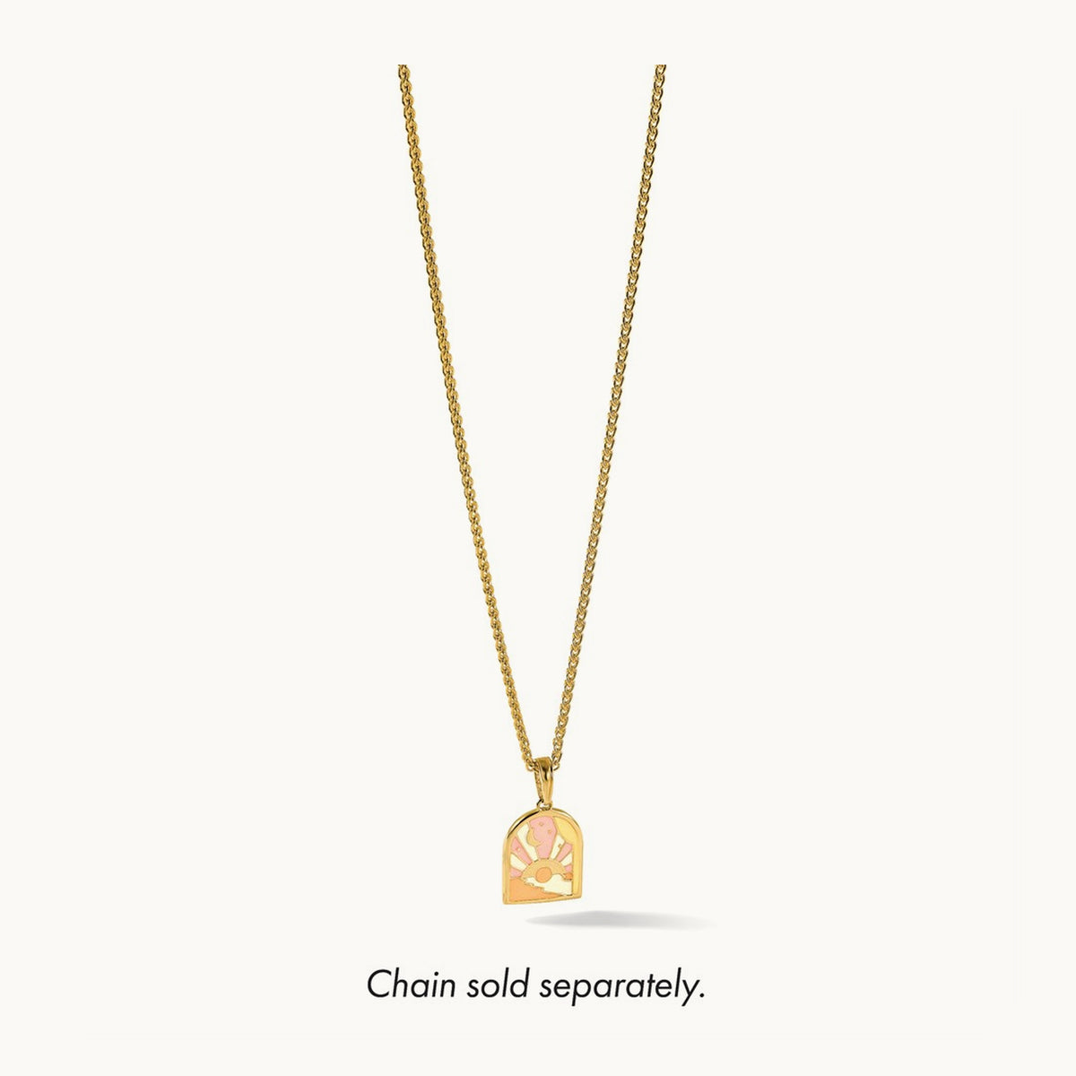 Polished Multi Color Enamel Sunset and Moon Charm, 14K