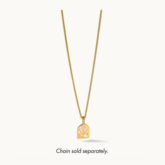 Polished Multi Color Enamel Sunset and Moon Charm, 14K