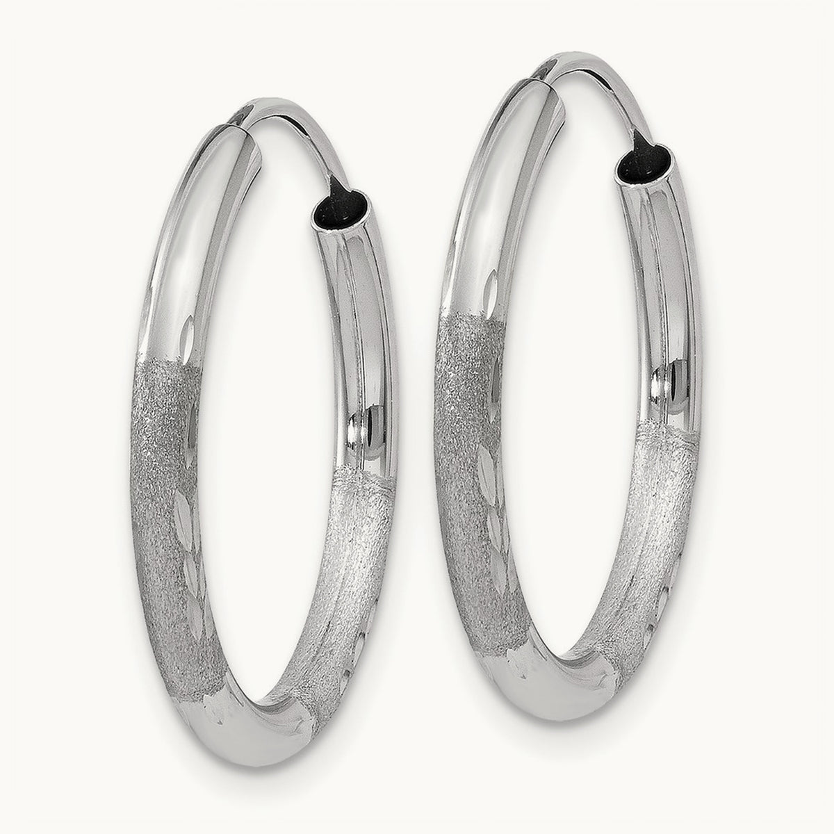 Diamond-cut Endless Hoop Earrings — 18mm, 2mm