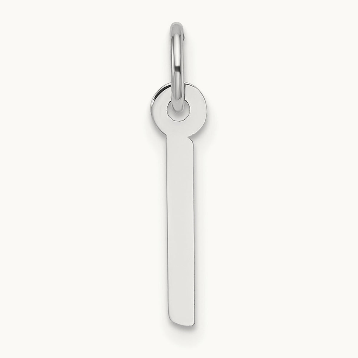Slanted Block Initial Charm — 14K White Gold, I