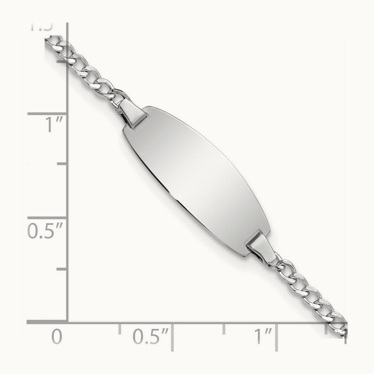 Semi-Solid Oval Curb ID Bracelet — 14K White Gold, 5.5mm