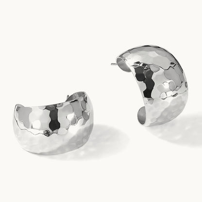RH-plated Polished Hammered Post Earrings, Sterling Silver — Leslie's