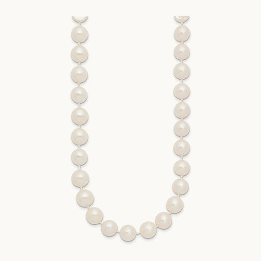 9- White Near Round Freshwater Cultured Pearl Necklace, 14K