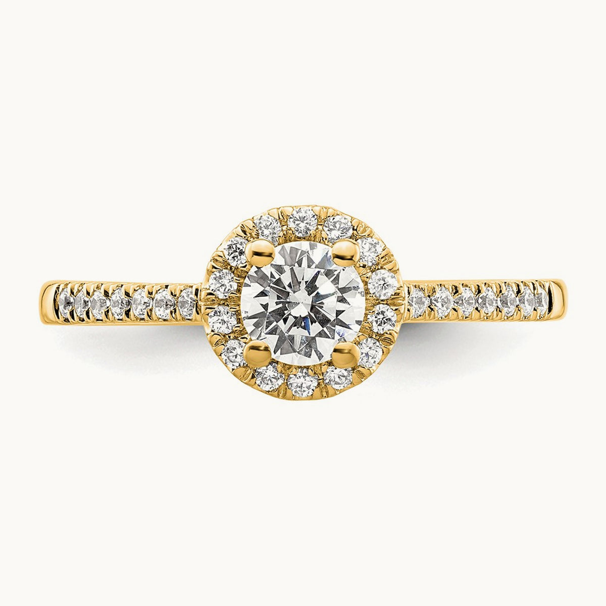 Round Semi-Mount Halo Engagement Ring, 0.15-0.50 ct tw — 1/6 ct, 14K Yellow Gold