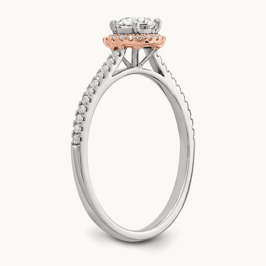 Round Halo Engagement Ring, 0.50 ct tw Lab-Grown Diamond