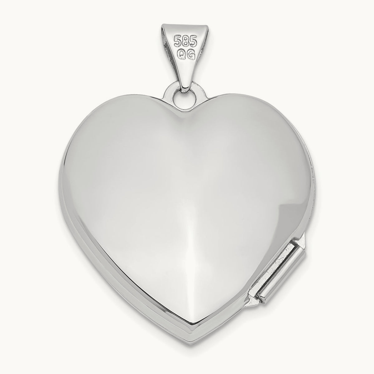 Scroll Design Heart Locket, 14K White Gold
