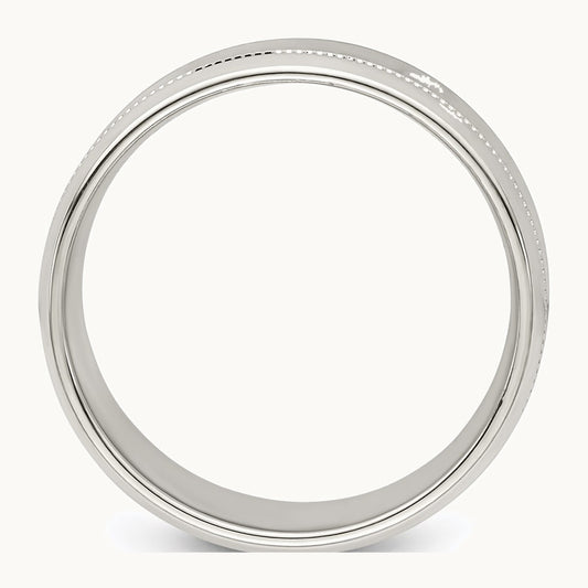 Sterling Silver 6mm Polished Flat Milgrain Beveled Edge Fancy Band