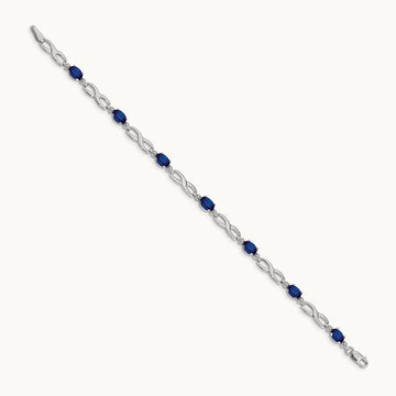Infinity Diamond and Sapphire Bracelet, 14K White Gold