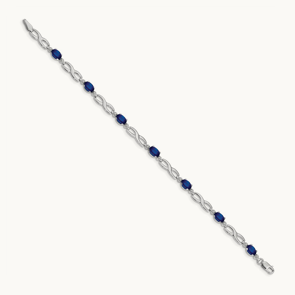 Infinity Diamond and Sapphire Bracelet, 14K White Gold