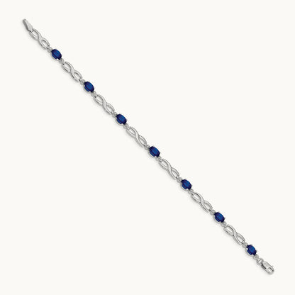 Infinity Diamond and Sapphire Bracelet, 14K White Gold