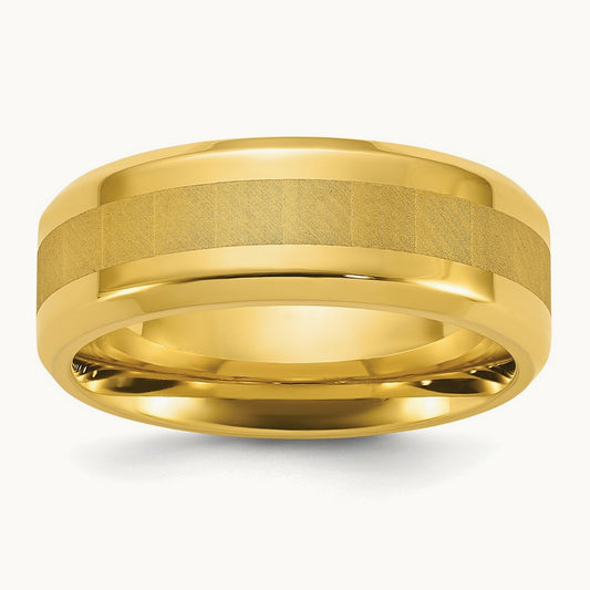 Polished Yellow IP-plated Brushed Center Band, 8mm, Stainless Steel