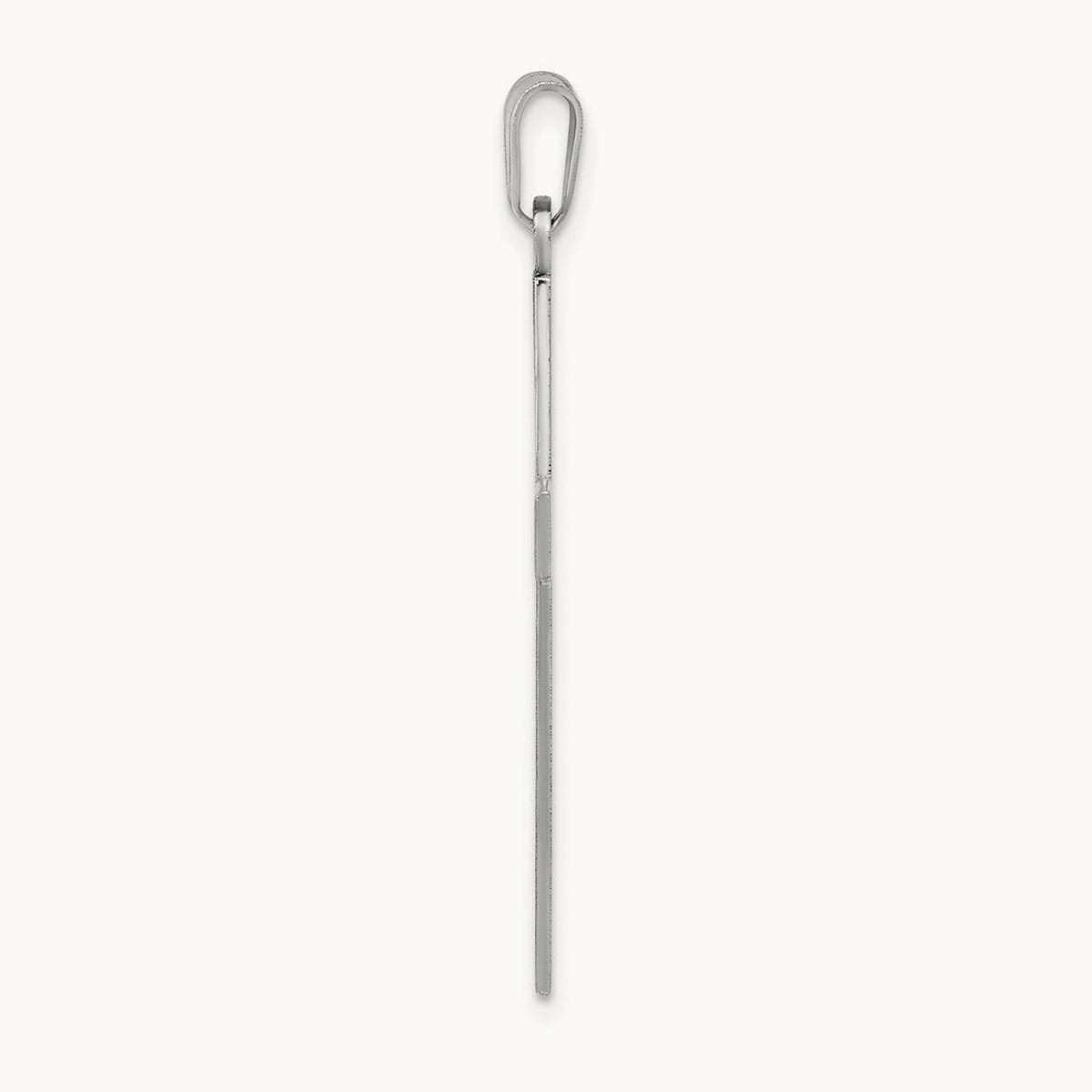 Laser Etched Cross Charm — 14K White Gold, 37mm