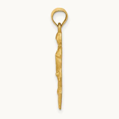 Satin D/C Hockey Player Pendant, 14K