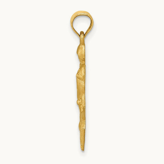 Satin D/C Hockey Player Pendant, 14K